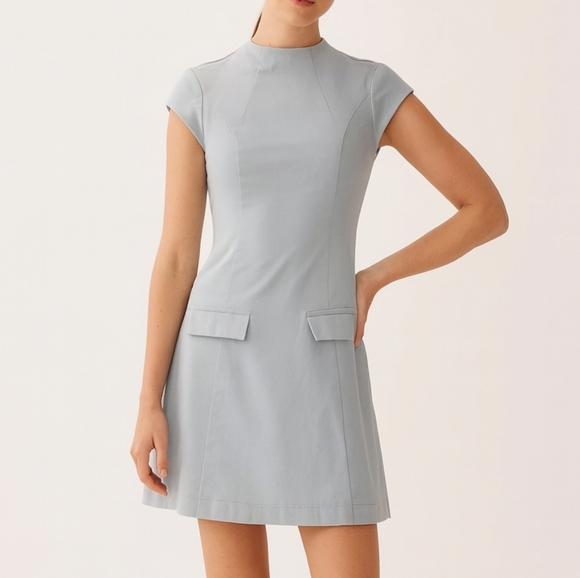 Maeve Anthropologie Preppy Casual Mock Neck Cap Sleeve A-Line Mini Dress Small - Picture 1 of 16